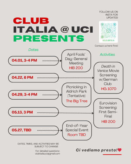 Club Italia Spring Schedule